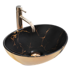 Rea SOFIA IN BLACK MARBLE/GOLD keramické umývadlo na dosku 41 x 34,5 cm U8012
