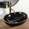 Rea SOFIA BLACK GOLD EDGE keramické umývadlo na dosku 41 x 34,5 cm U3695