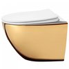 Rea CARLO MINI DUROPLAST/FLAT/ZM GOLD WHITE WC misa závesná RimFree 49,5 x 37 cm so sedátkom C0669