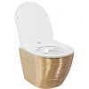 Rea CARLO RIMLESS DURO/FLAT/ZM GOLD BRUSH/WHITE WC misa závesná RimFree 49 x 37 cm so sedátkom C6942