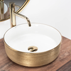 Rea SAMI GOLD BRUSH/WHITE keramické umývadlo na dosku 36 x 36 cm U6630