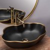 Rea PEARL BLACK MATT/GOLD EDGE keramické umývadlo na dosku 51,5 x 37,5 cm U0692